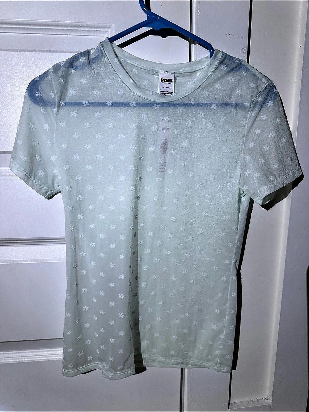 PINK Floral Short Sleeve Tee in Green Size Medium NWT